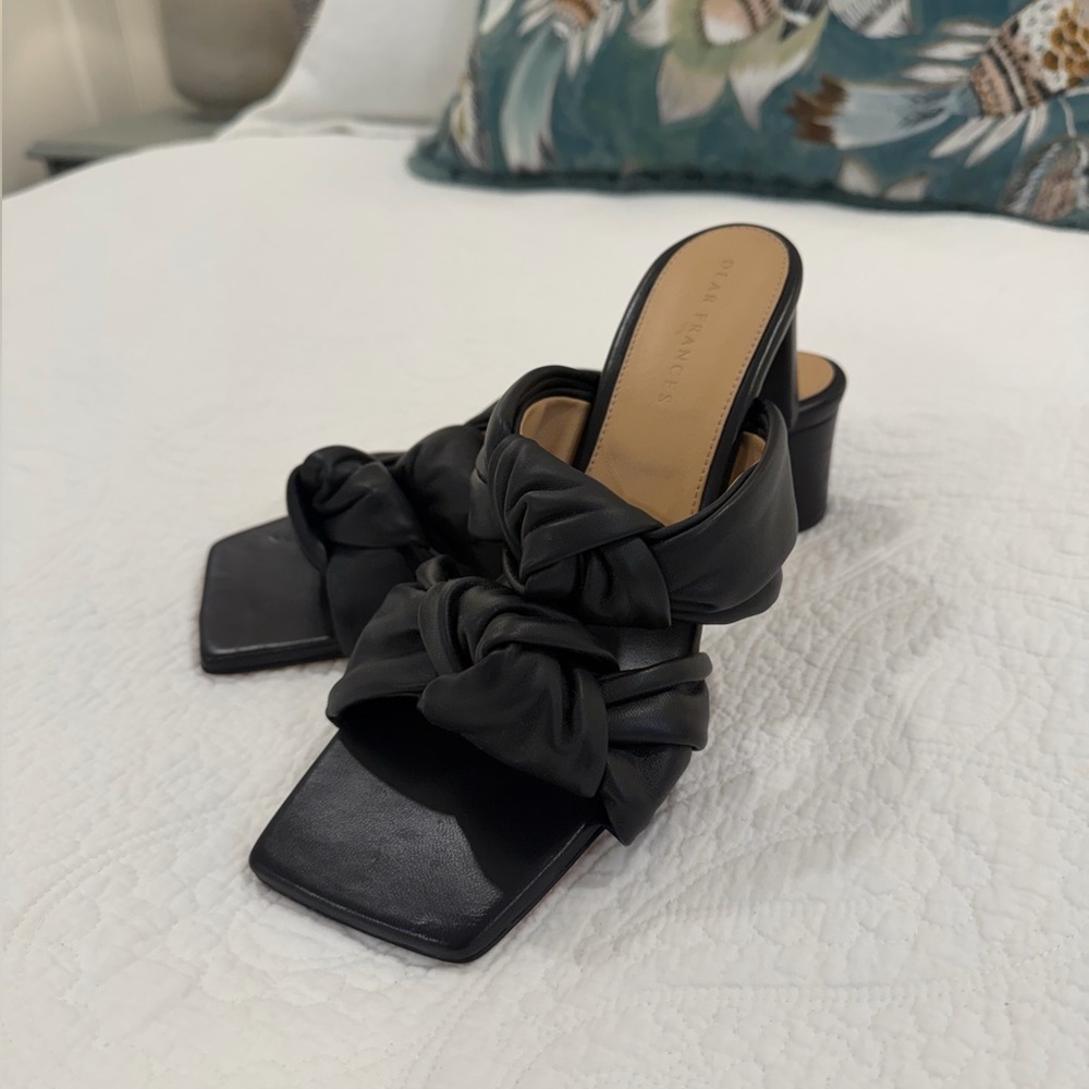 EUC “Dear Frances” Block Heel Knotted Slide Sandal